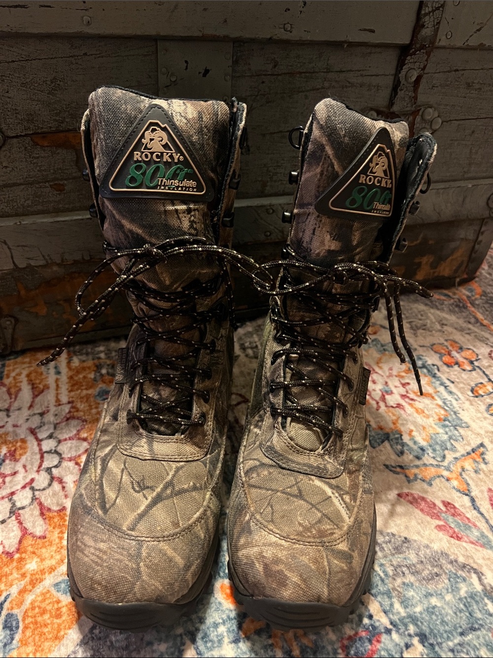 Rocky Camo Lace-Up Waterproof Hunting Boots Men's Size 7 or Women's Size 9 - Picture 2 of 7